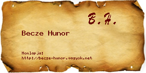 Becze Hunor névjegykártya